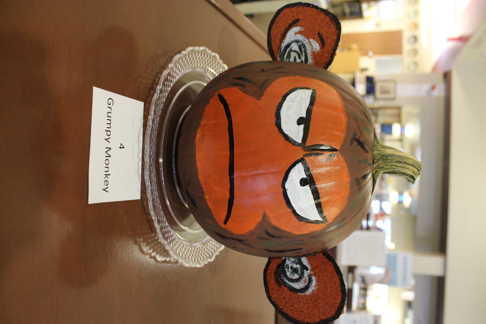 Pumpkin decorated as "Grumpy Monkey"