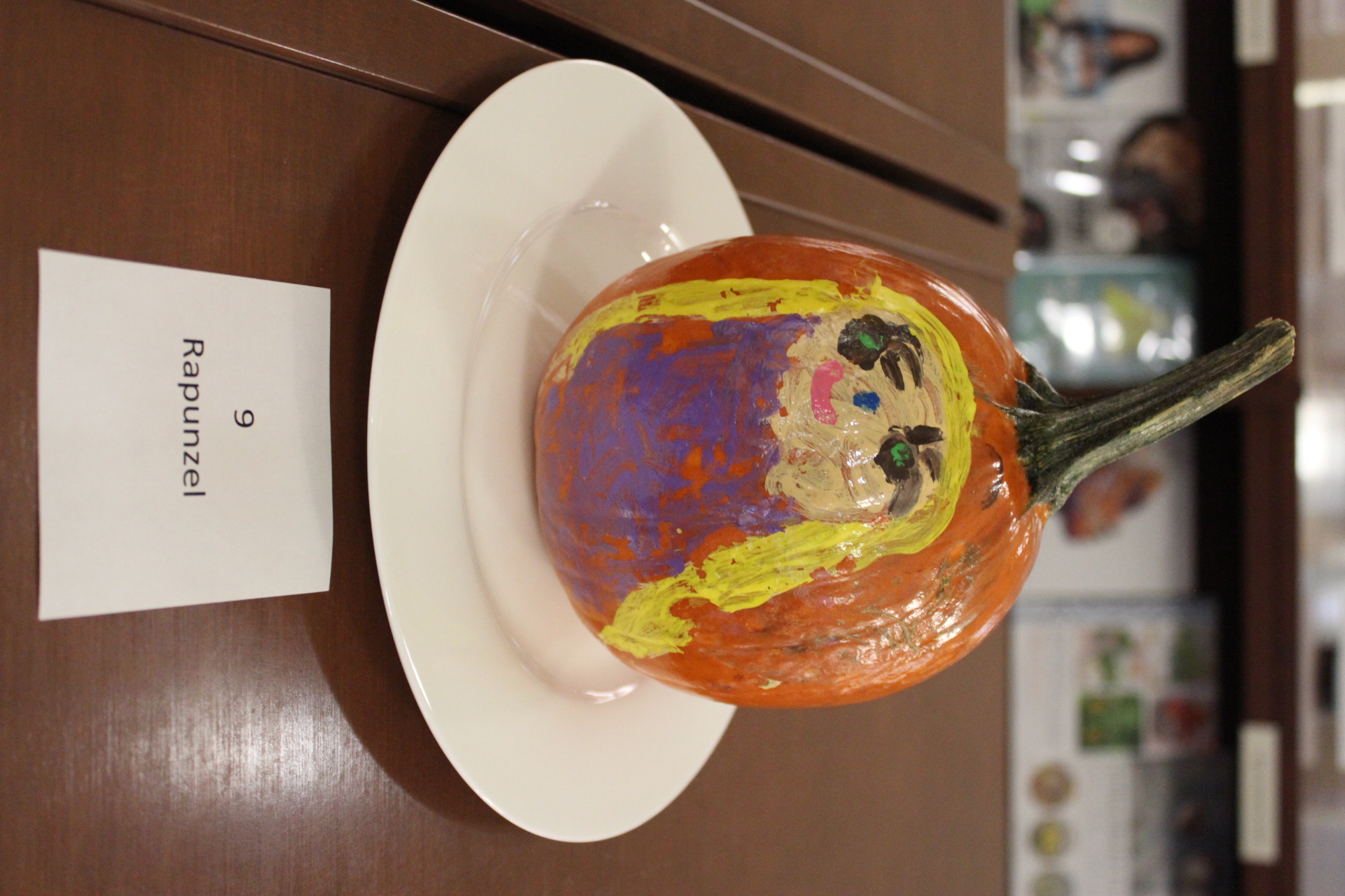Pumpkin decorated as "Rapunzel"