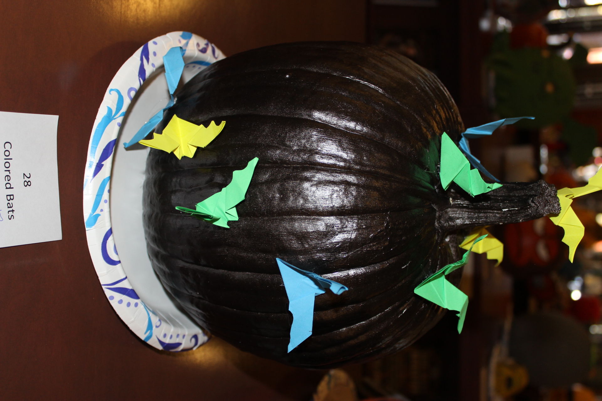 Pumpkin decorated as "Colored Bats"