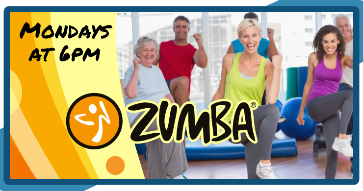 Zumba Gold, Mondays weekly at 6pm, intended for ages 18+