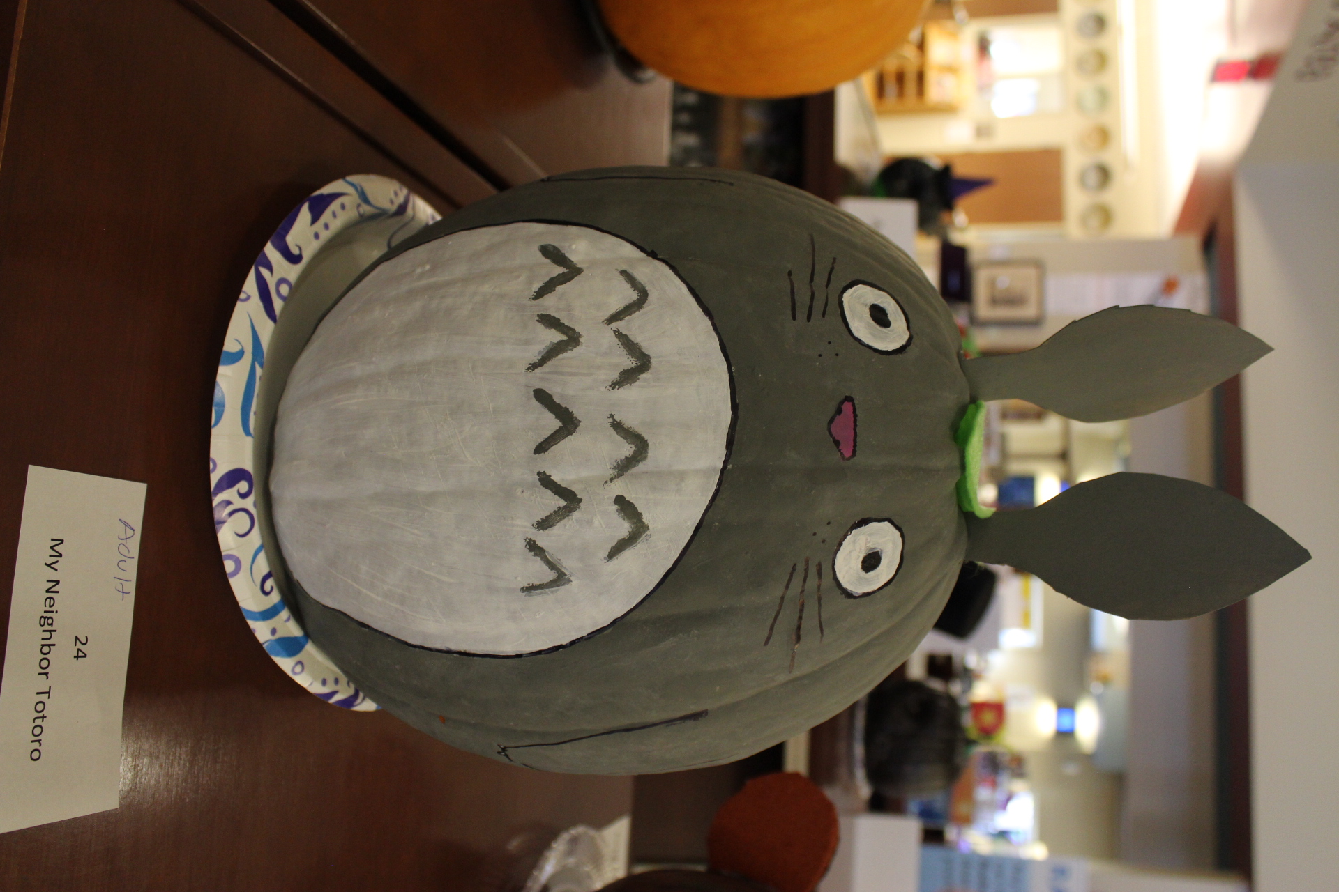 Pumpkin decorated as "My Neighbor Totoro"