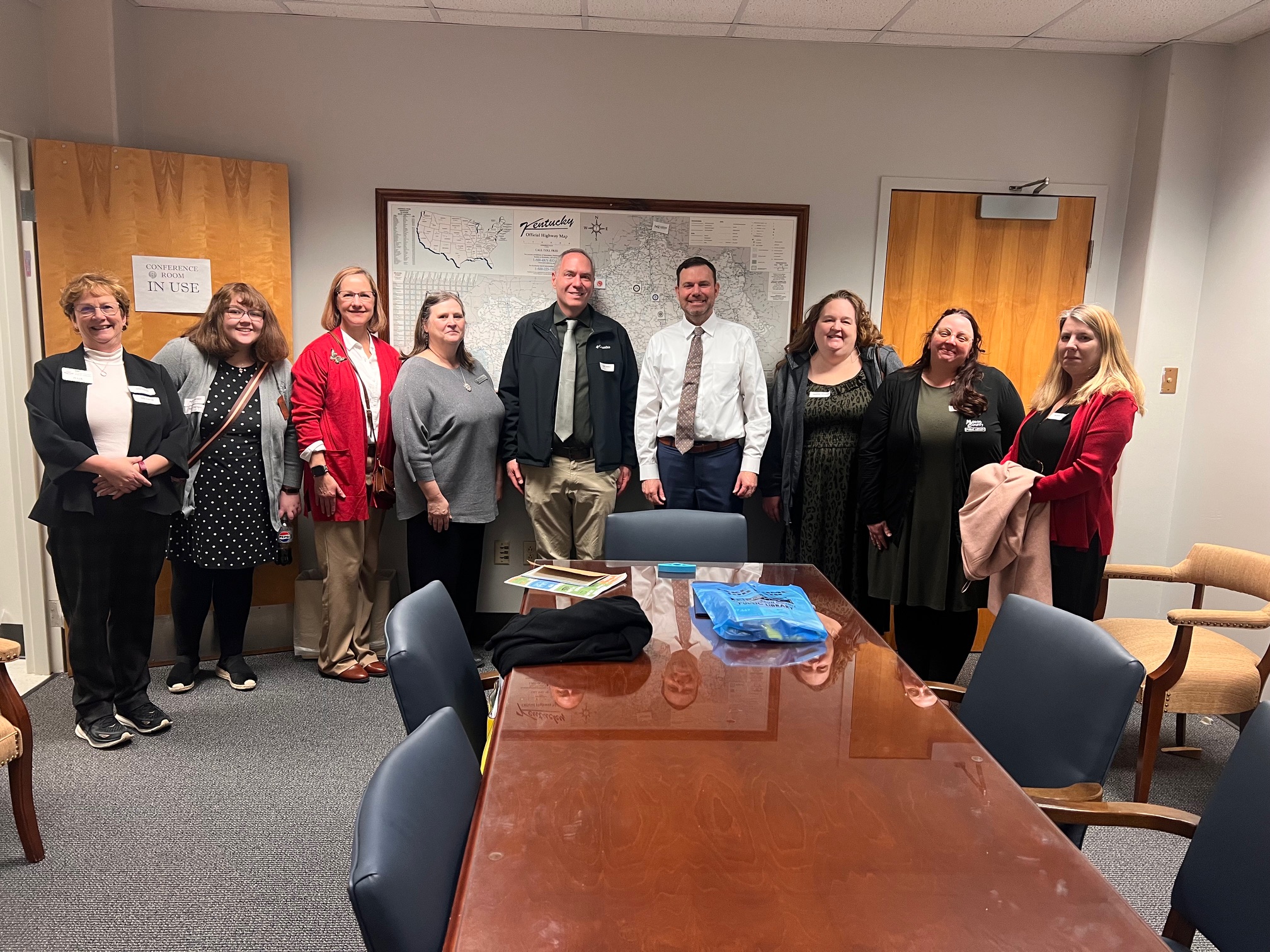 Kentucky librarians standing with State Representative Steve West in his Frankfort office