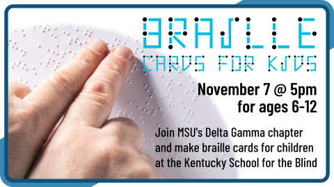 Braille Cards for Kids, November 7th at 5pm, intended for ages 6-12