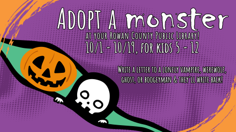 Adopt a Monster, October 1st through 19th, intended for ages 5-12