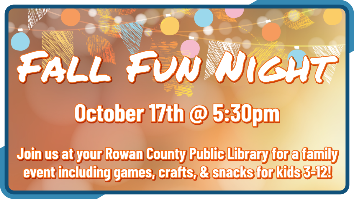 Fall Fun Night, October 17th at 5:30pm, games and crafts for ages 3-12