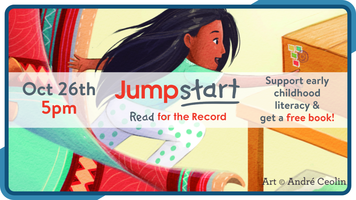 JumpStart's Read for the Record, October 26th at 5pm for ages 3-8, support early literacy and get a free book