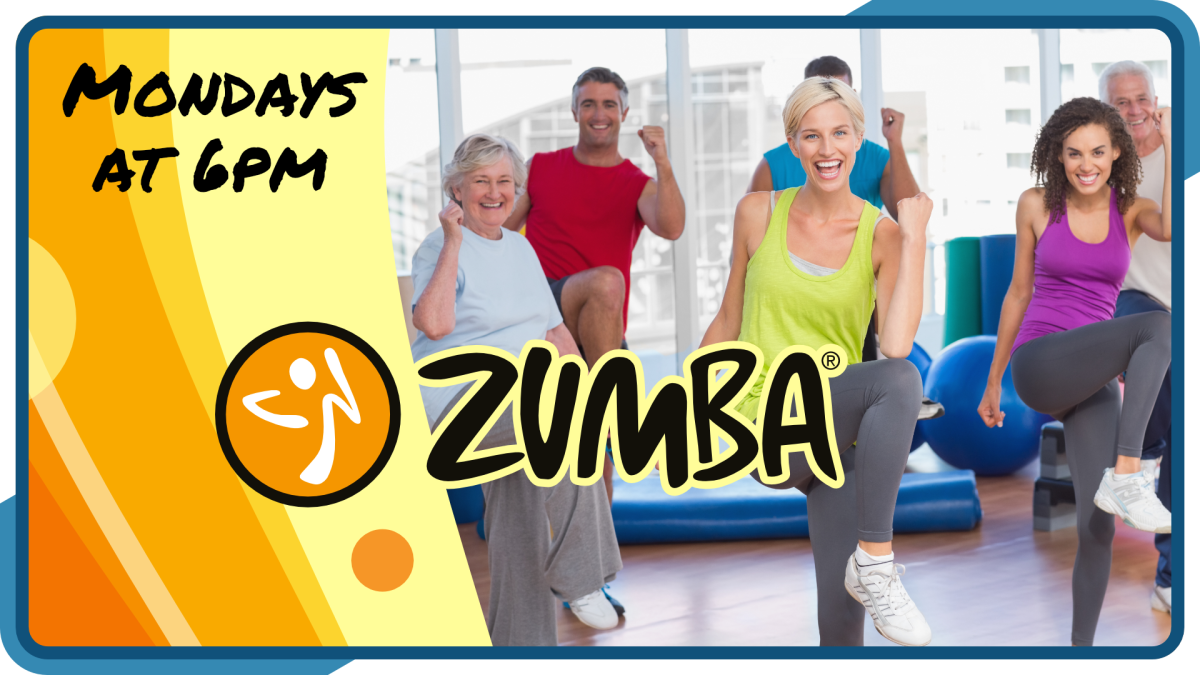 Zumba Gold, Mondays weekly at 6pm, intended for ages 18+