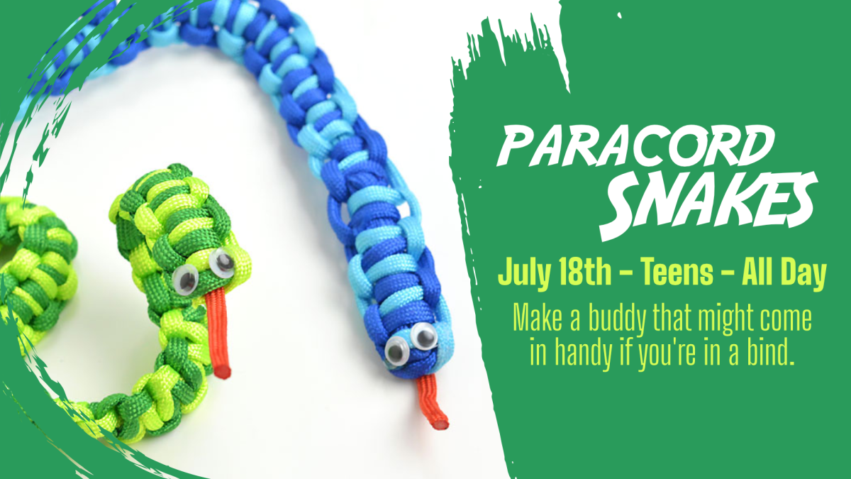 Paracord Snakes, all day July 18, grades 7 through 12