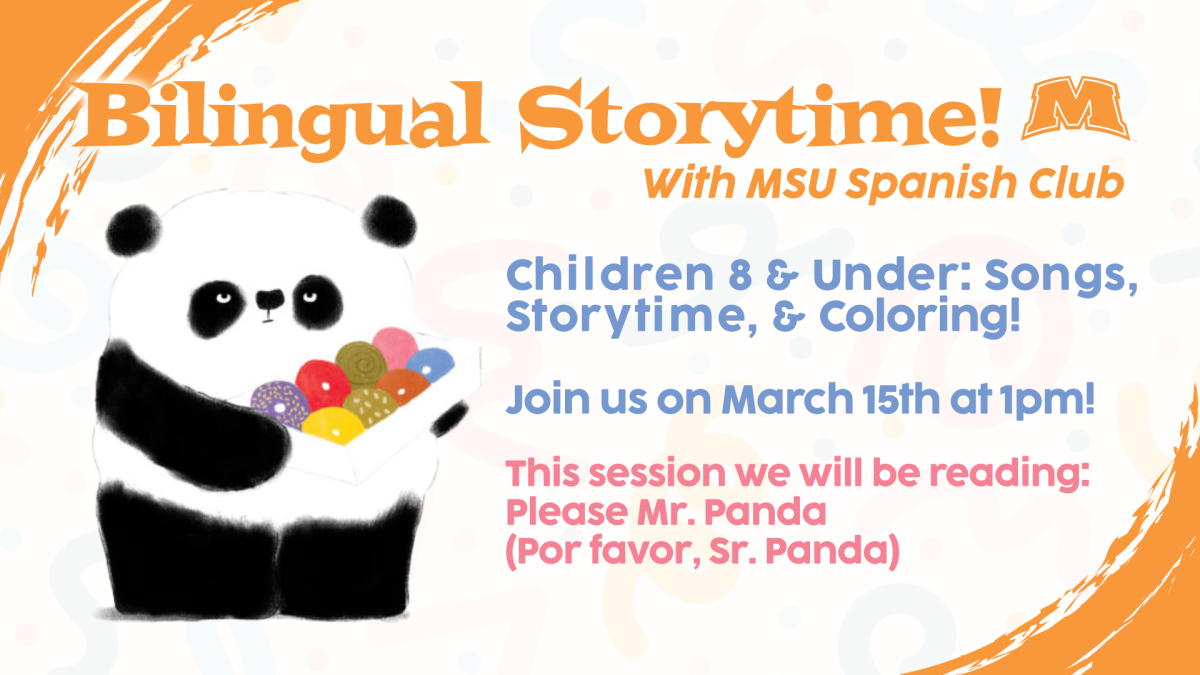 Bilingual storytime for children 8 and under March 15th at 1pm