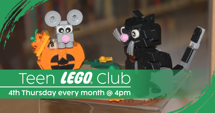 Teen LEGO Club, 4th Thursday every month at 4pm, intended for grades 6 through 12