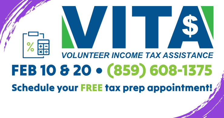 VITA free tax prep by appointment, February 10 and 20, call to schedule